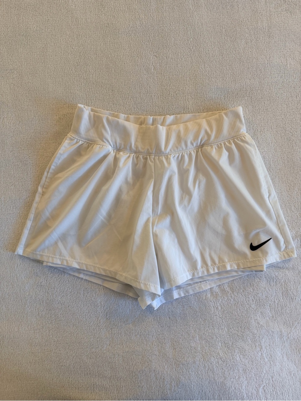 Nike Women's White Athletic Tennis Shorts with Black Swoosh